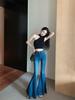 Estilo Vaqueros de Pierna Ancha para Mujer Primavera/Verano Tendencia Cintura Alta Corte Ajustado Desgastados Pierna Ancha Pantalones de Largo Hasta el Suelo
