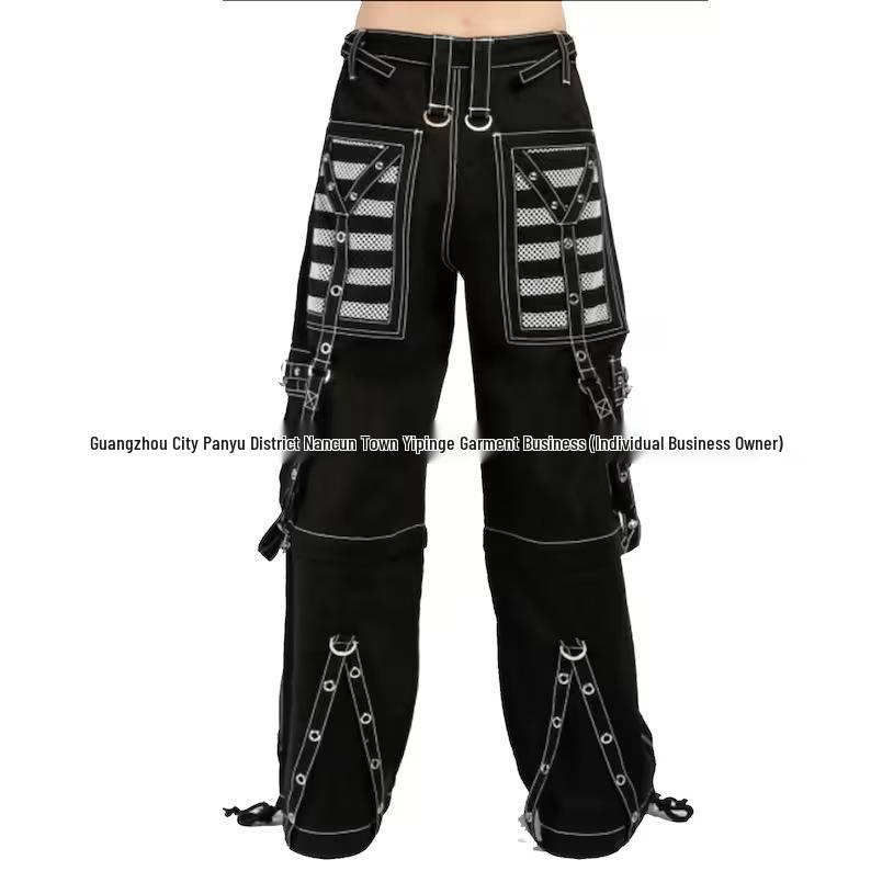 

Темний вуличний стиль сітчасті клаптики широкі повсякденні штани Large білий