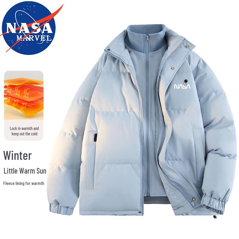 NASA MARVEL Men's Stand Collar Faux Two-Piece Padded Jacket