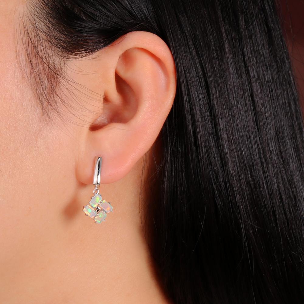 Romantický design Světlé luxusní náušnice s přírodním opálem Módní šperky ze stříbra 925 pro ženy a dívky dárek k narozeninám