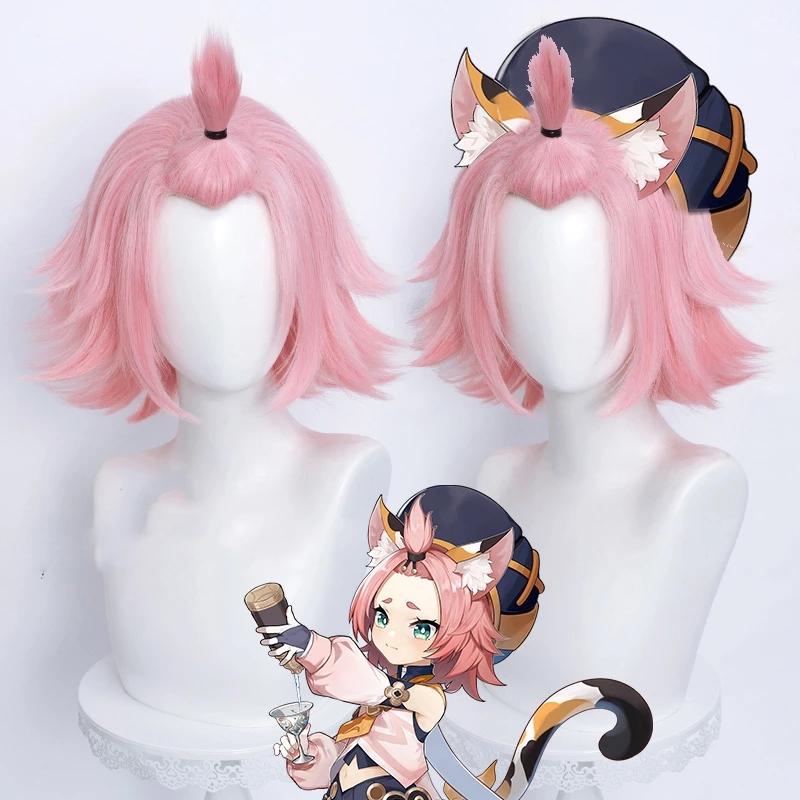 Game   Diona Cosplay Costume Diona Outfits Dress Uniforms 32cm Short Pink Wigs Shoes Boots For Women Halloween