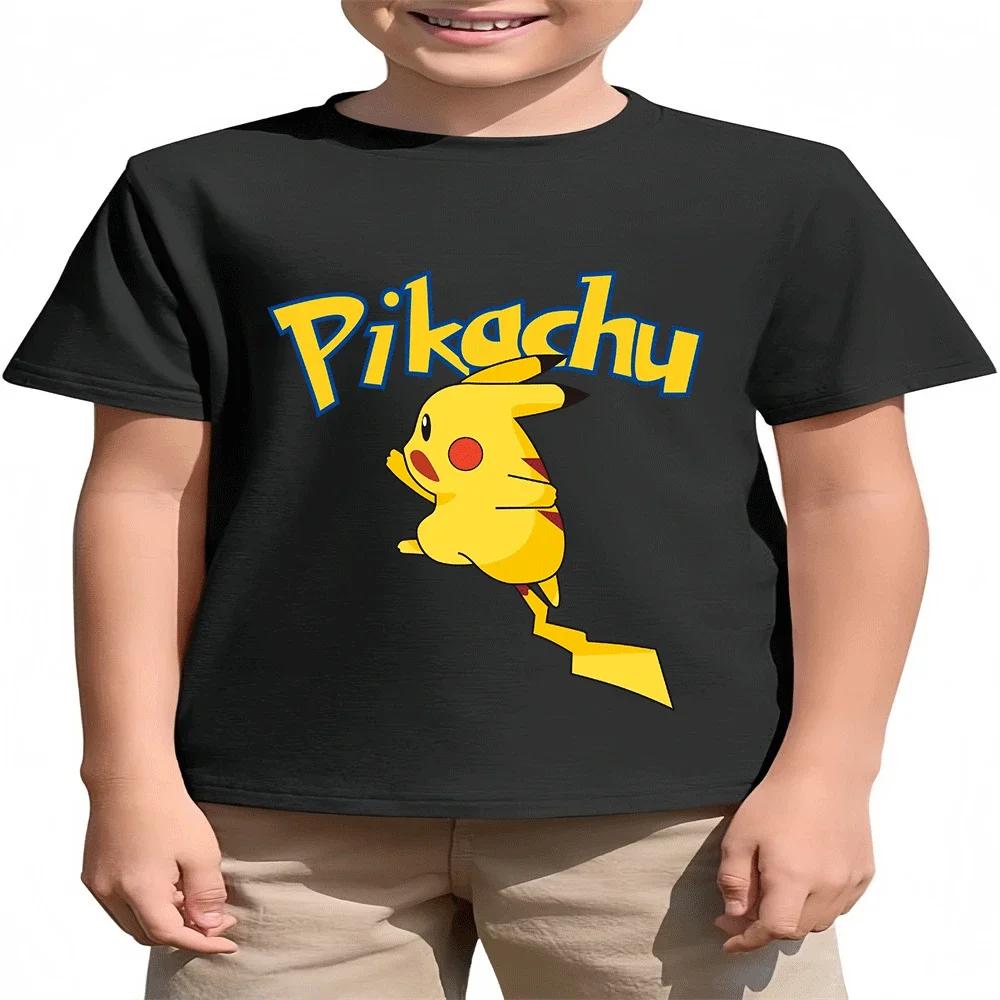 Pikachu Anime Kids Cotton T Shirt Summer 214Y Casual Daily Children Top Hot Sale