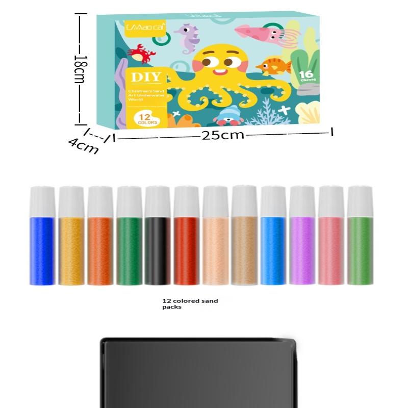 Educational Diy Sand Painting Kit—12 Colors For Kids' Art & Concentration