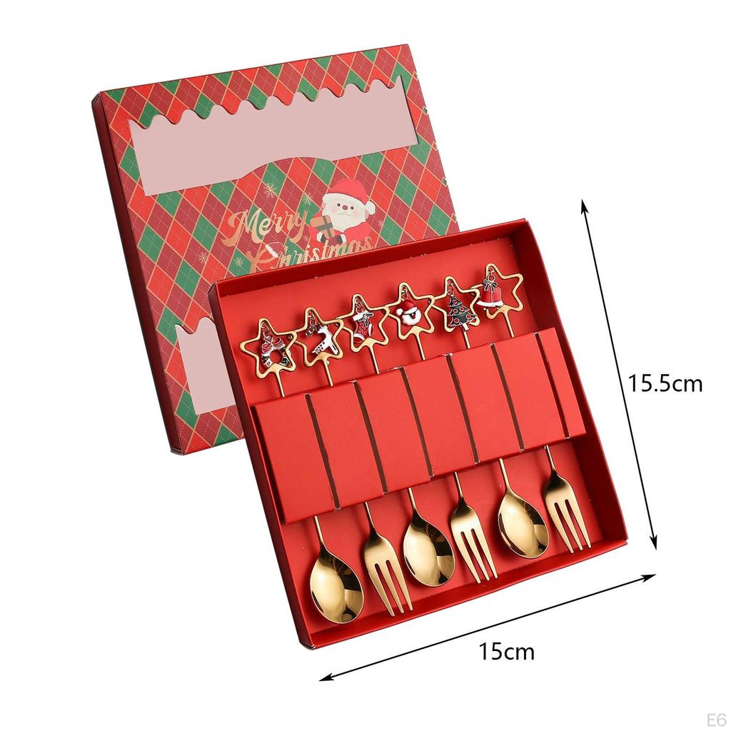 Christmas Cutlery with Gift Box, Fork And Spoon Set, Multipurpose Tea Spoons,
