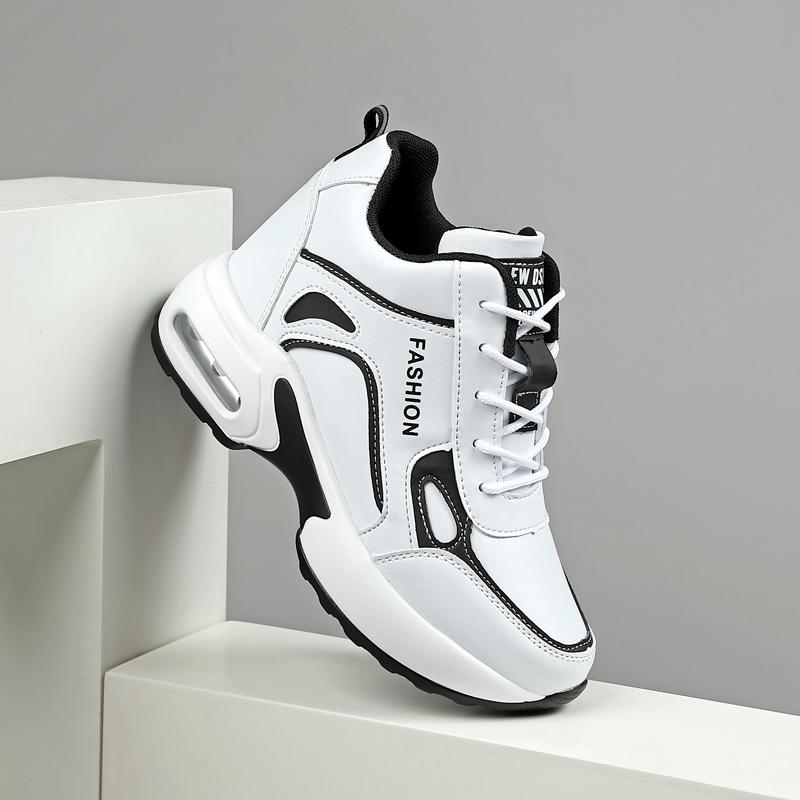 Woman Ladies Modern Soft Jazz Sneakers Leather Female Dancing Sports Fitness Shoes Fashion Waterproof Height Increasing Shoes