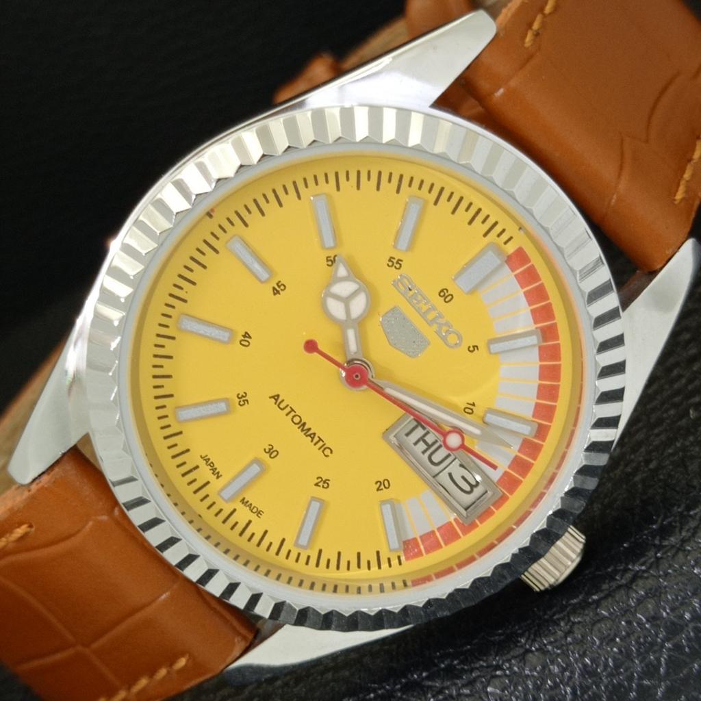 

REFURBISHED VINTAGE SEIKO 5 AUTOMATIC 6309A JAPAN MENS YELLOW WATCH a440808-4 Sk-a440808