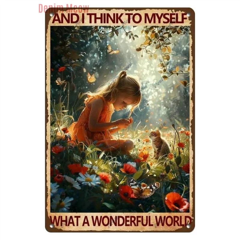 Vintage Merry Christmas Metal Tin Sign, Retro What A Wonderful World Girl, Wall Poster Jingling Bell, Home Decoration, WY297