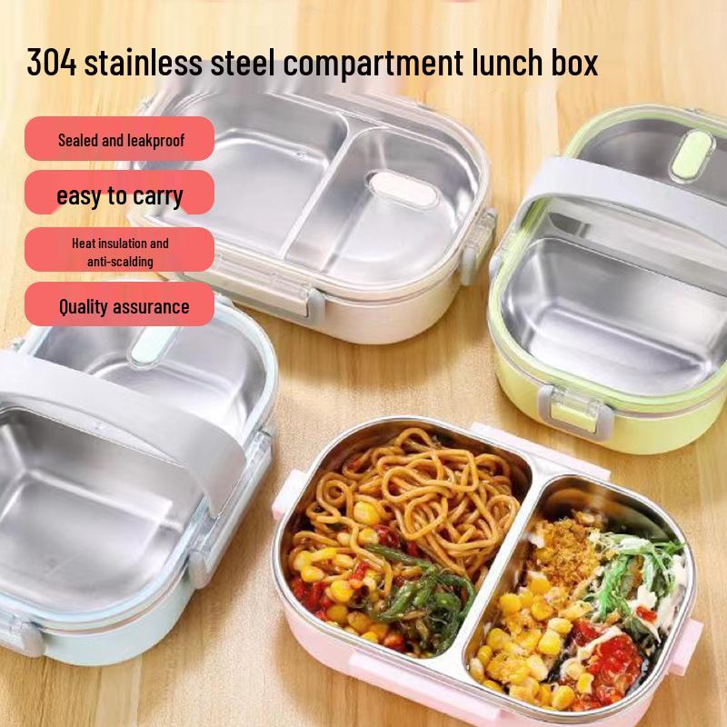 

Портативный изотермический ланч-бокс бенто из нержавеющей стали с разделителями 21cm