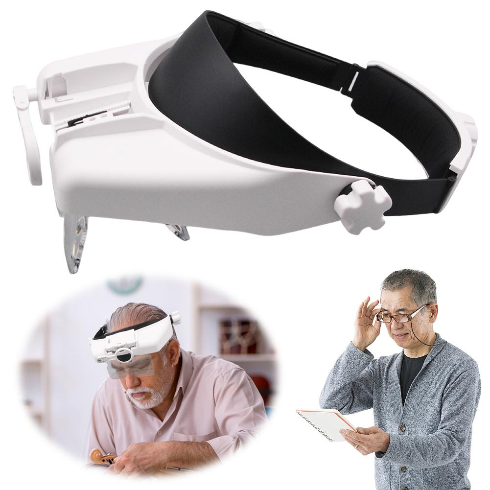 Electronic Welding Magnifying Glass USB Rechargeable with LED Light Helmet Magnifier Hands Free Head Mounted Magnifying Glasses