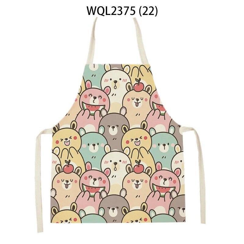 1Pcs Cat Graphic Printed Home Kitchen Apron Linen Sleeveless Antifouling Kids Bib Chef Cooking Baking Apron Home Cleaning Tools