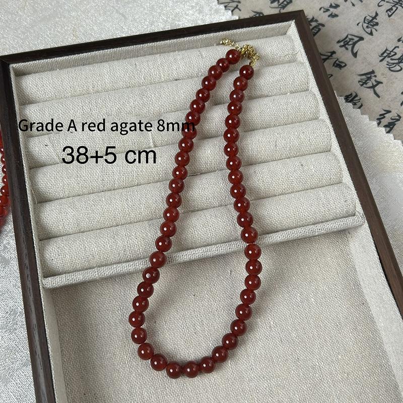 

Изысканный красный агат натуральный камень круглые бусины ожерелья для женщин девочек легкая роскошная ключичная цепочка ювелирные изделия аксессуар 8mm