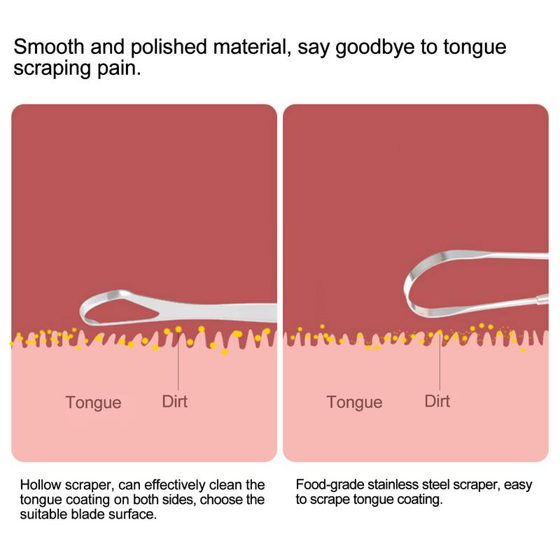 Tongue Scraper Set Stainless Steel Tongue Scraper Fresh Breath Cleaning Toothbrush Reusable Bathroom Oral Care Tool