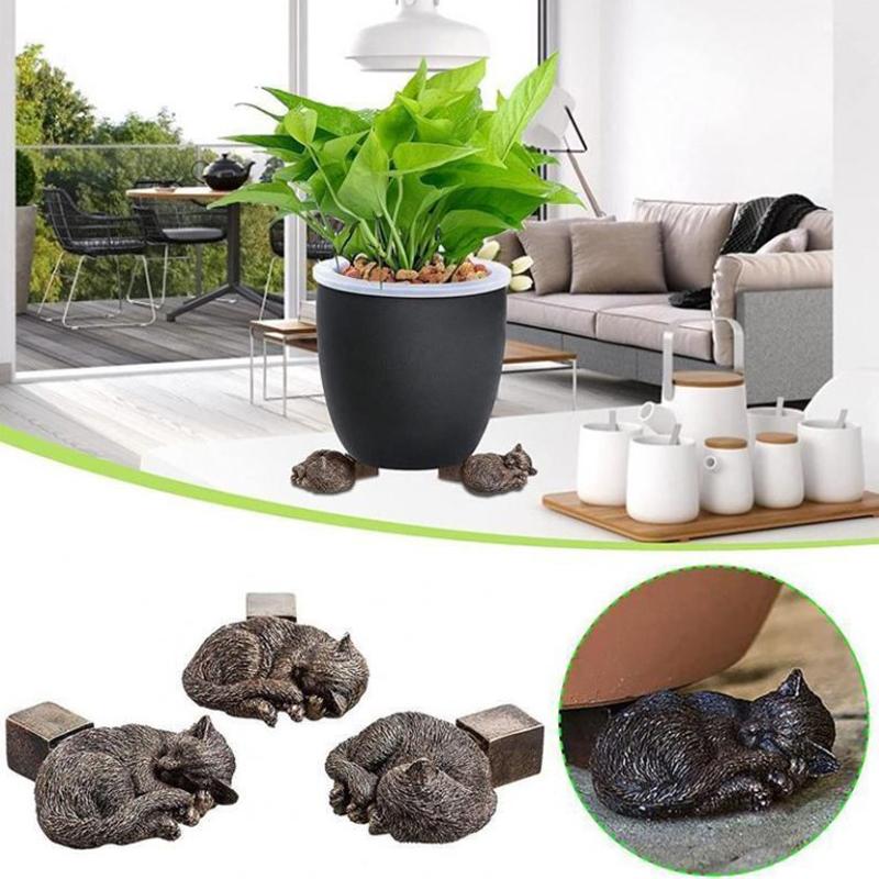 3Pcs Mini Plant Pot Feet Cat Dog Design Flower Pot Risers Holders Stand Holder