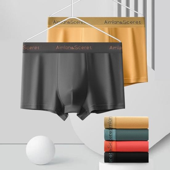 Men Boxer Underwear Elastic Mid-Waist Design U-Convex Shorts Briefs Letter Print U-Convex Panties Daily Wear