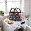 Quilted Laundry Basket with Easy Carry Handles Fabric Storage Basket Quilted Storage Basket for Home Picnic Shopping Travel