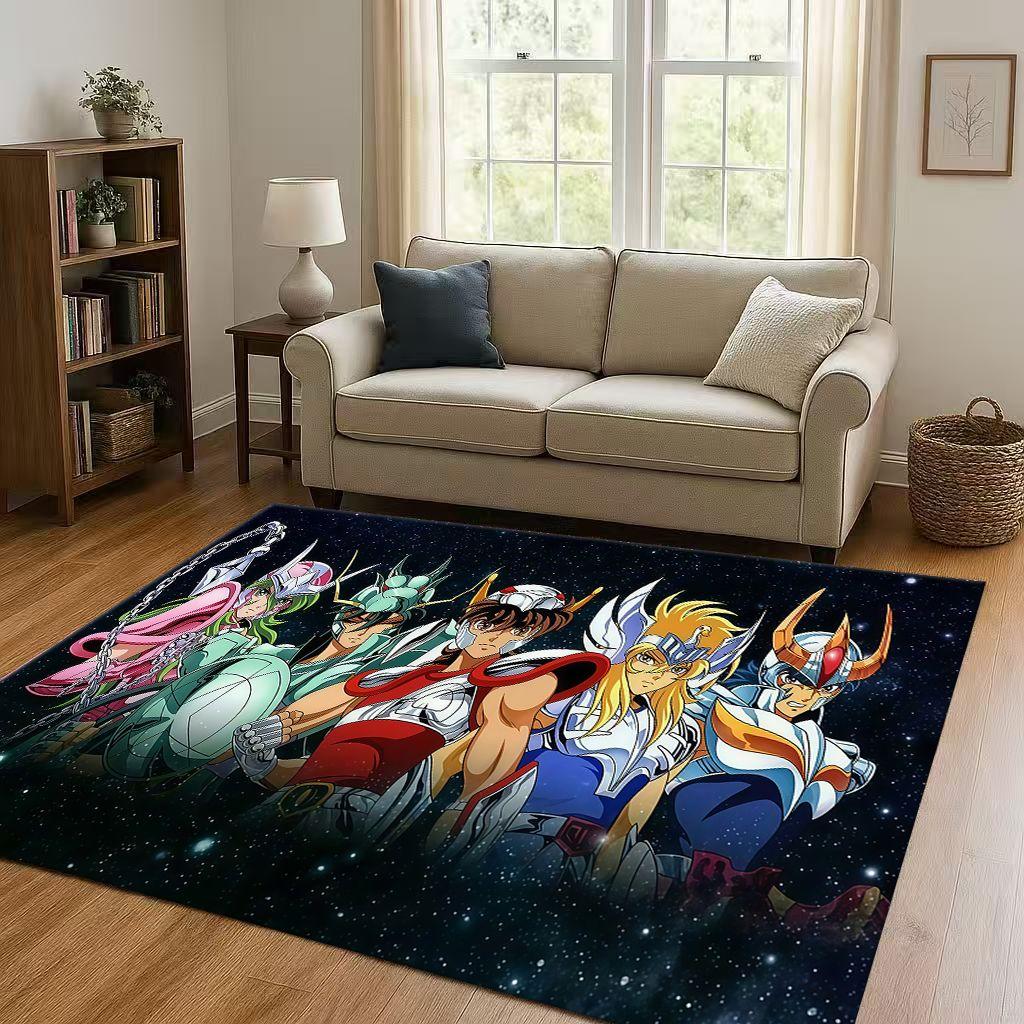 Retro Saint Seiya Shiryu Athena Cartoon Living Room Non Slip Area Rug Carpet for Bedroom Sofa,Easy Clean Home Decor Doormat Kids
