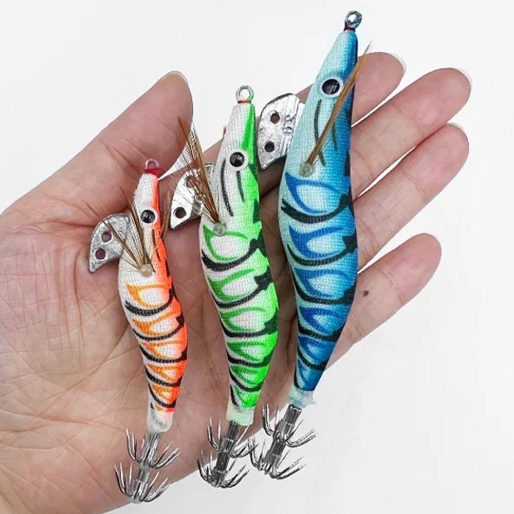 5Pcs 3D Eyes Luminous Squid Fishing Lure Durable Artificial Squid Jig Hook  Saltwater Fishing