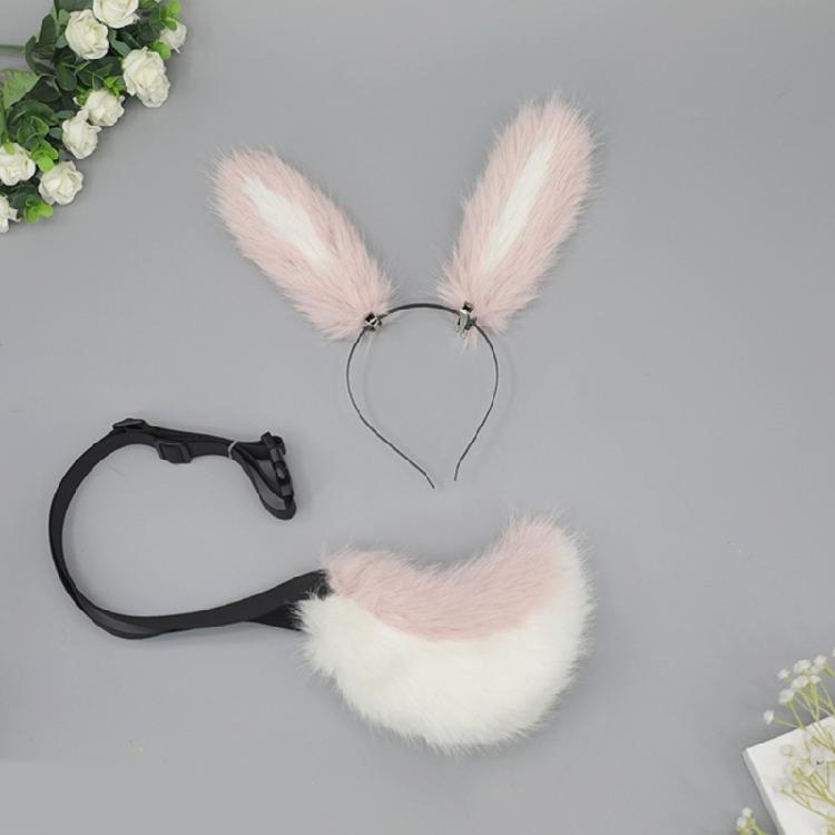 Bandeau Oreilles de Lapin Queue d'Animal Faite à la Main Headwear Oreilles de Lapin Longues Accessoires Cosplay Anime Queue de Lapin