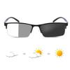 Photochrome Brille Business-Stil Sonnenbrille Metall Halbrahmen Myopiebrille Outdoor Augenschutz Flache Brille