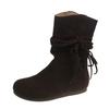 Short boots women's 2025 new autumn retro versatile fringed straps comfortable and thin brown popular casual short boots