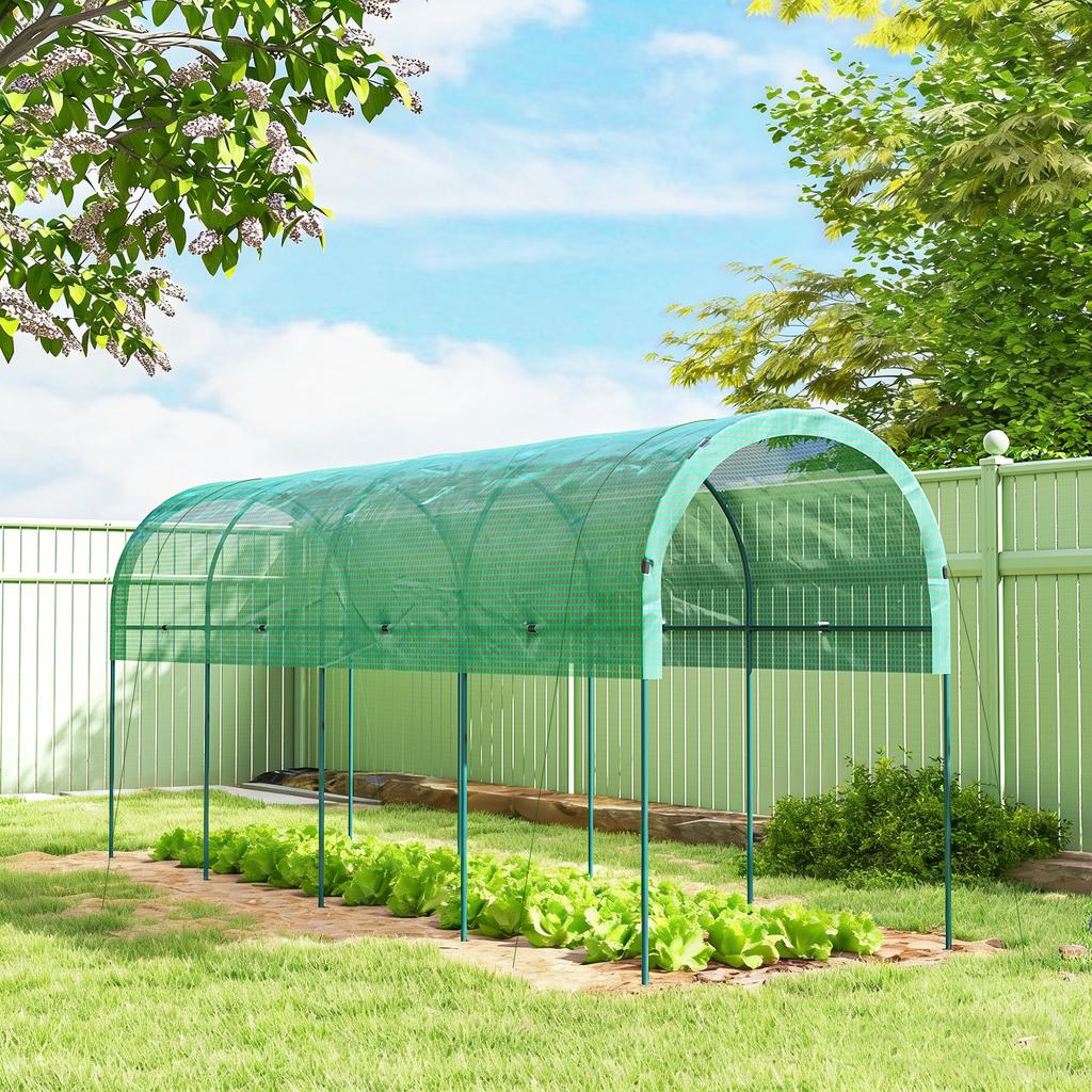 Greenhouse Winter-Resistant Foil Greenhouse with Arched Roof, Ground Anchor Hothouse 400 X 120 X 170cm Green