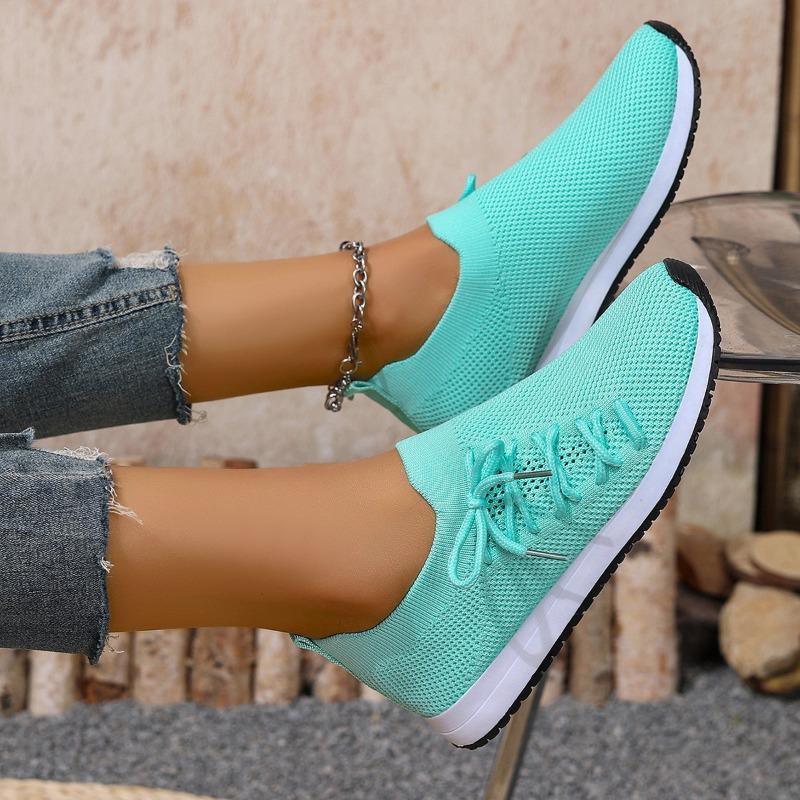 Damen Freizeitschuhe Mode Atmungsaktive Mesh-Flats zum Gehen Weiße Sneaker Damen Tenis Schuh