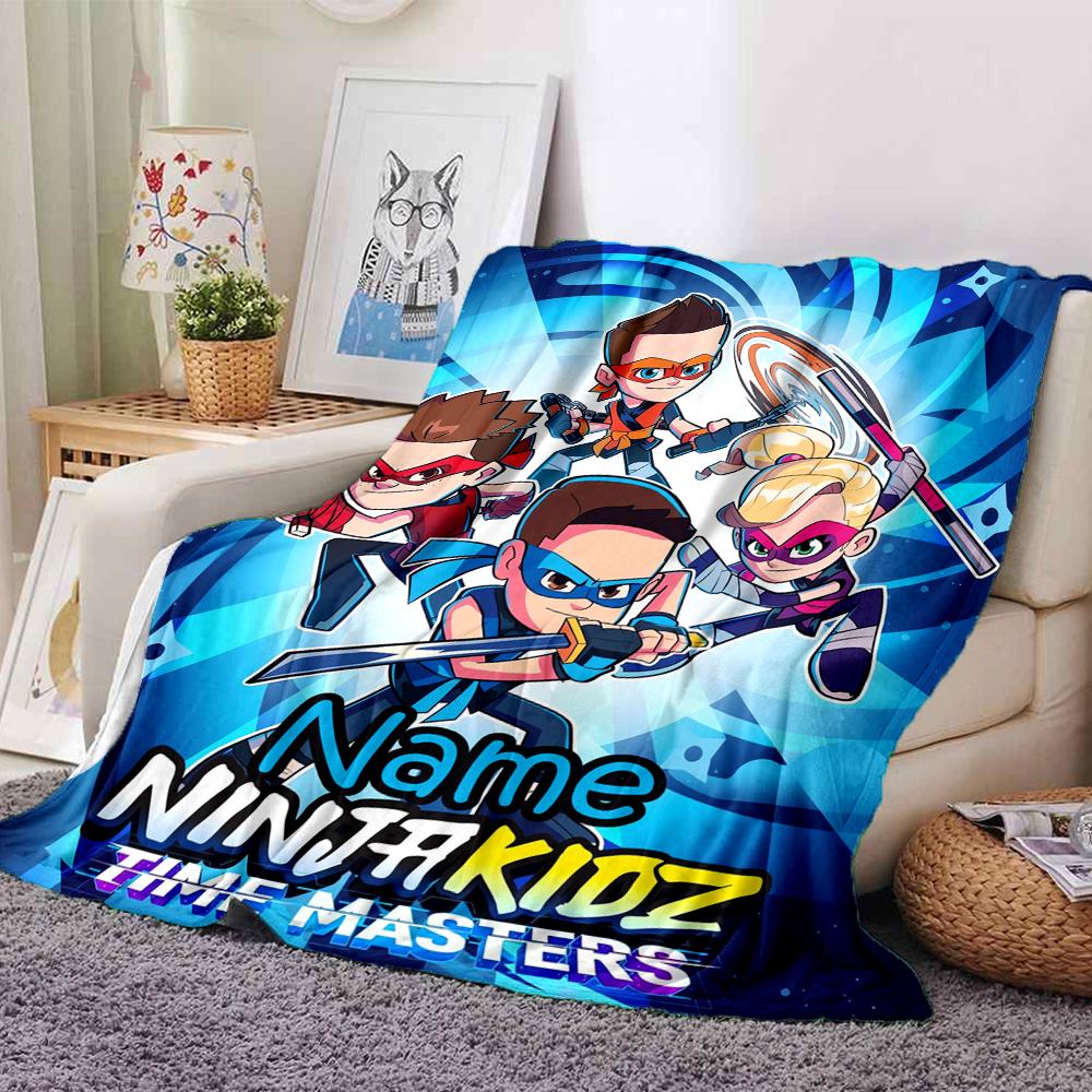 Custom Name Ninja Kidz Theme Printed Blanket - Perfect for Couch, Bed, Travel & Outdoor Use | Machine Washable, Cozy & Durable.