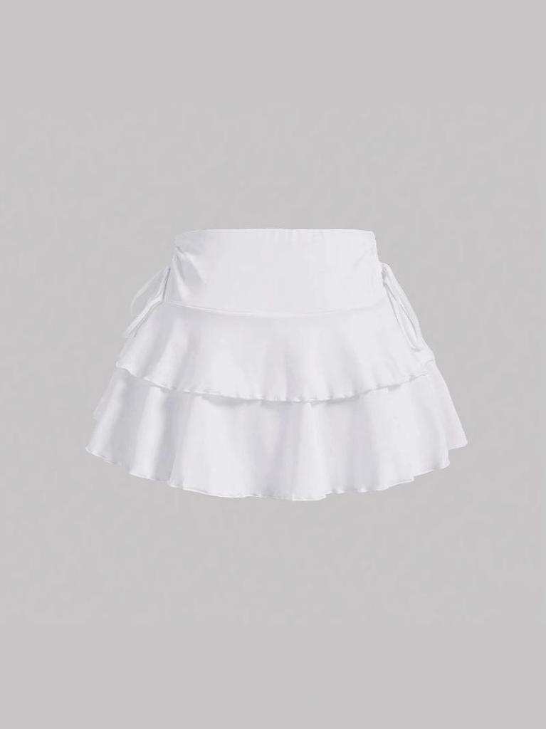 European Y2K Low-Waist Pleated Sports Skirt with Lace-up Design