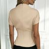 Women's Spring/Summer Casual & Stylish  Blouse — Semi-Mock Neck, Waist-Defining Top