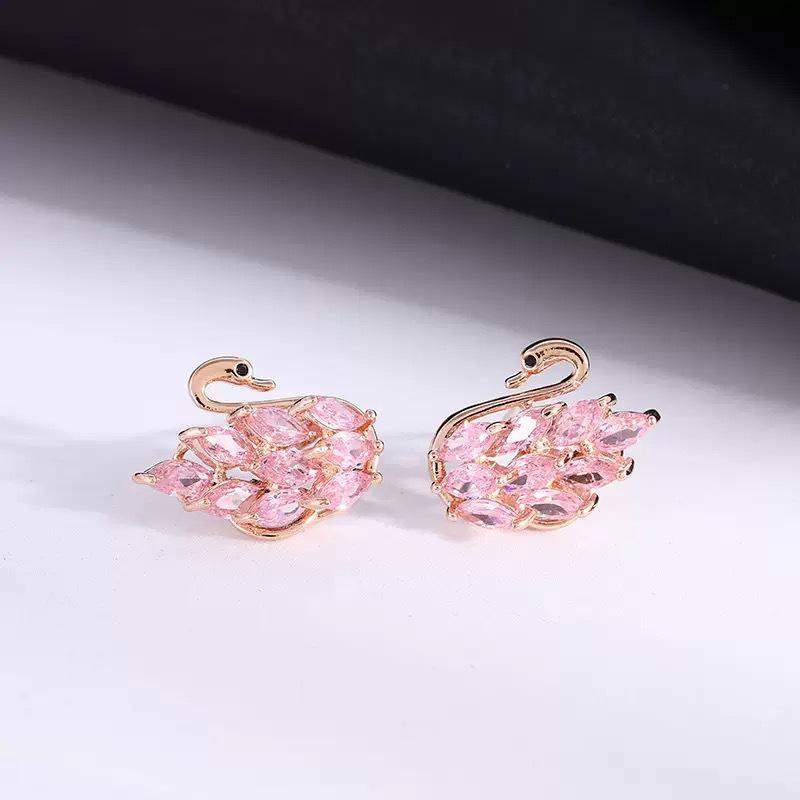 Exquisite Swan Zircon Earrings for Women - Fashionable, Versatile, and Lightweight with S925 Silver Needle
