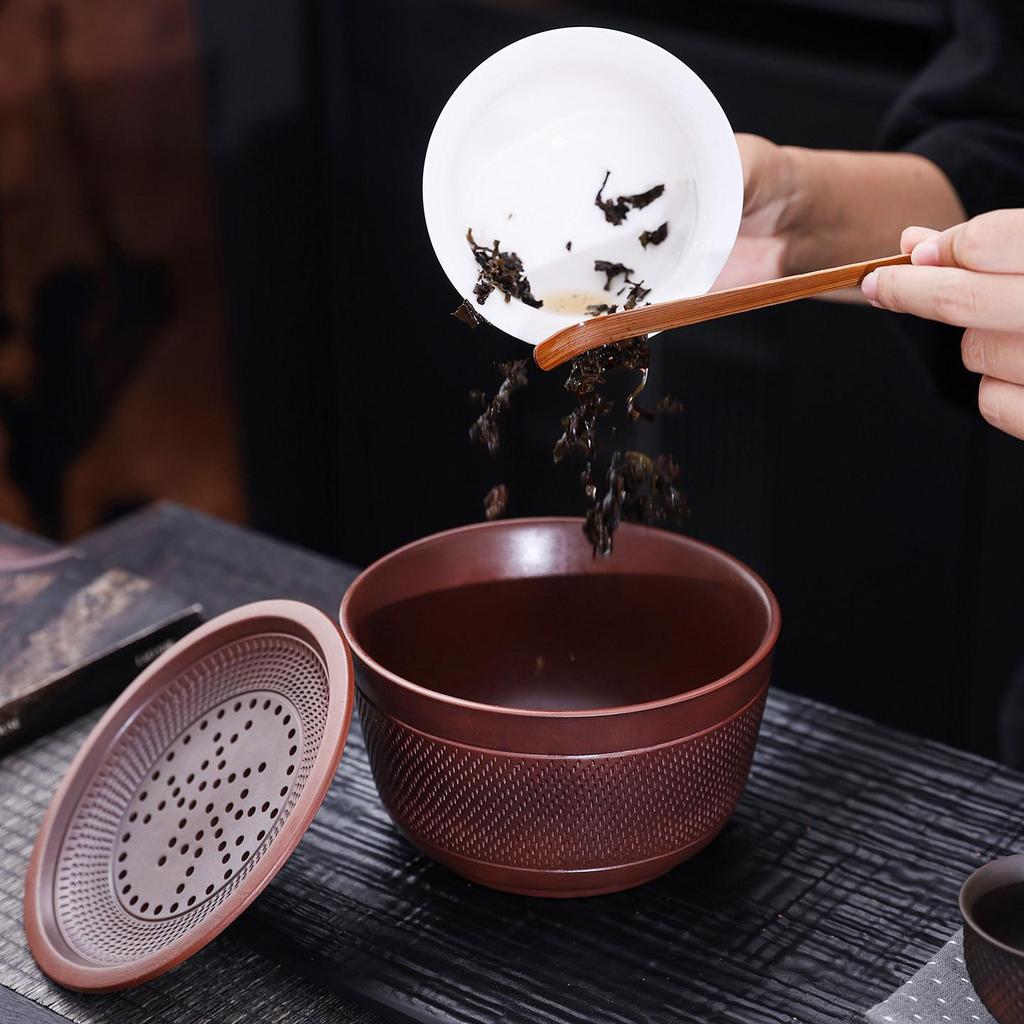 Premium Purple Clay Jianshui Ceramic Tea Wastewater Bowl & Storage Pot Holder