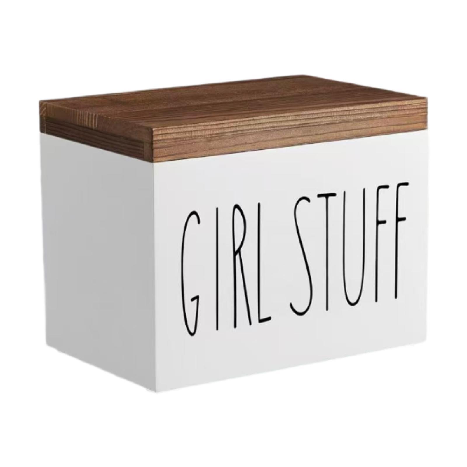 

Bathroom Storage Container for Tampons And Pads with Lid Wooden Organizer белый