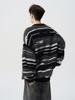 European Plus Size Mink Velvet Striped Knit Men's Sweater - Soft, Fluffy, Trendy for Autumn/Winter