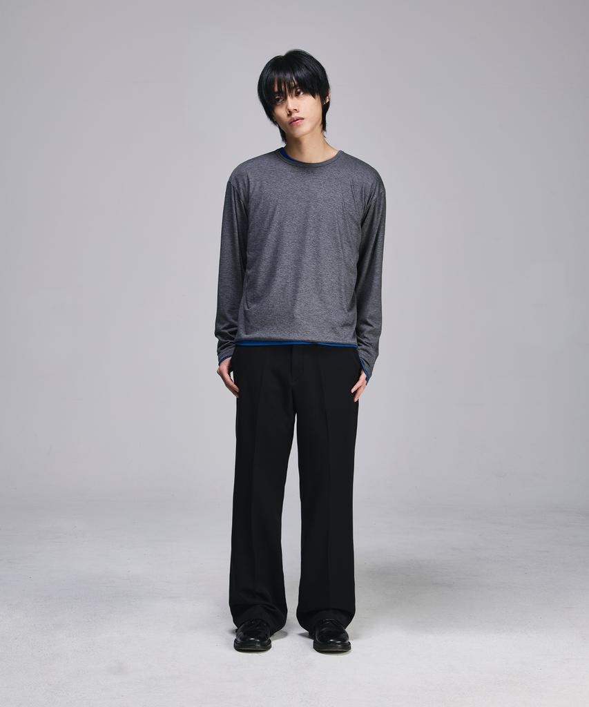 SIGNATURE [Summer Fabric Added] Semi-Bootcut Slacks [Black]