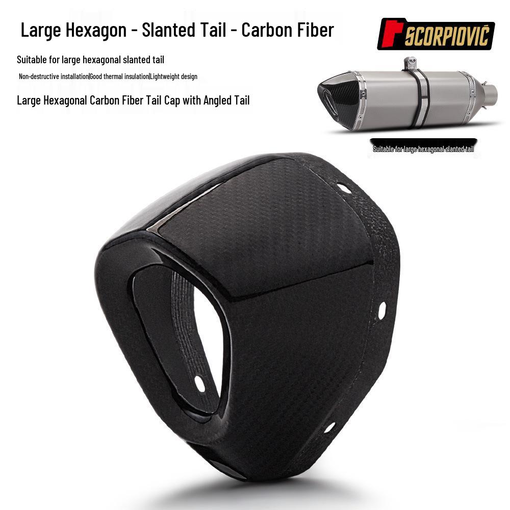 Carbon Fiber Heat-Resistant Decorative Cover for Large Hexagonal Motorcycle Exhaust Tail Section