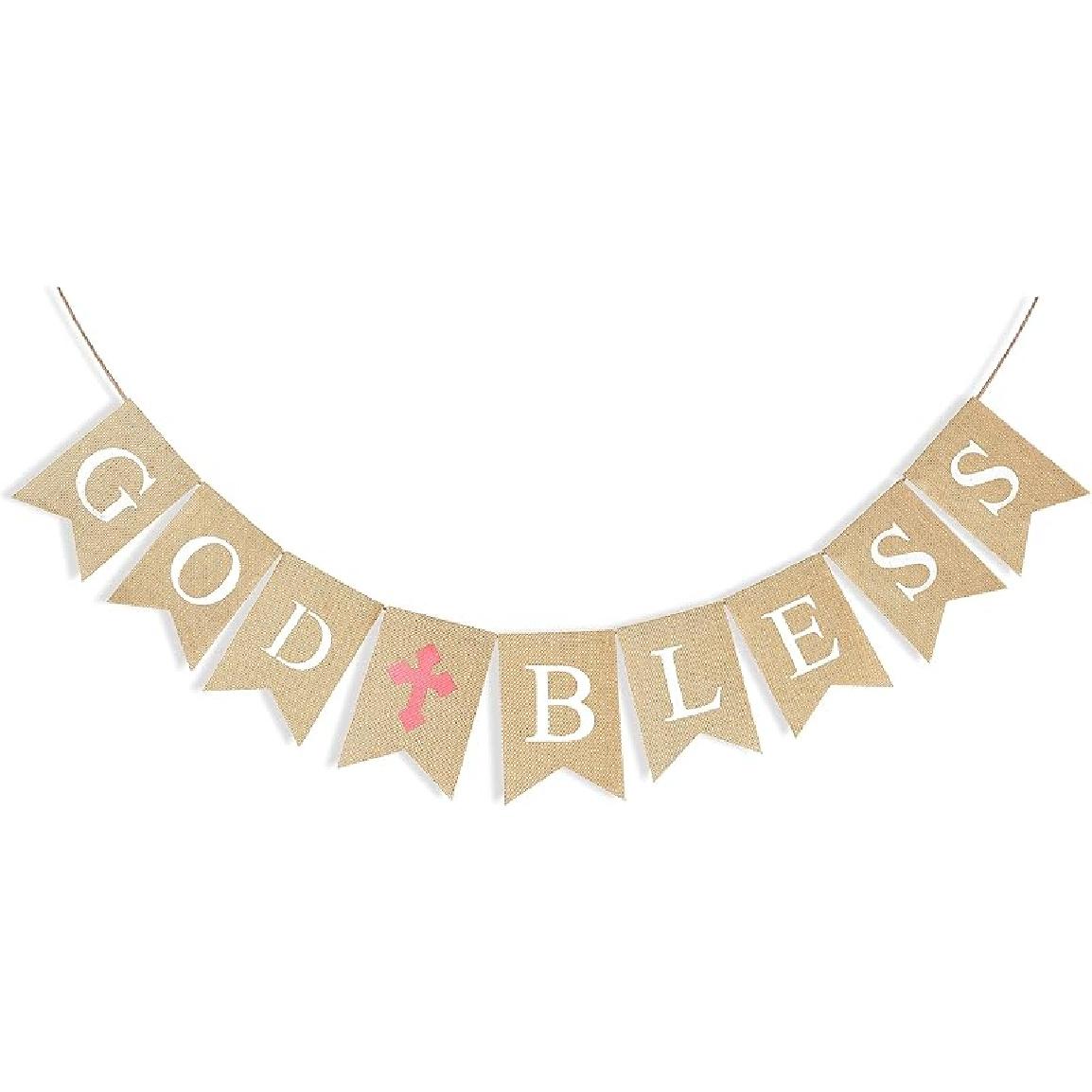 CHRORINE God Bless First Communion Banner Set,Boy Girl Baptism Decoration,First Communion Confirmation Decoration,Bodice Decoration розовый