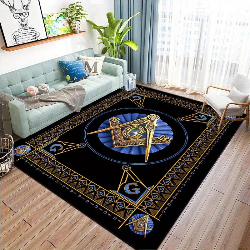 Freemasonry Design Crystal Velvet Area Mat - 800g/m², Welcome Mat for Home Office, Living Room, Bedroom, Kitchen - Durable Polyester, Machin