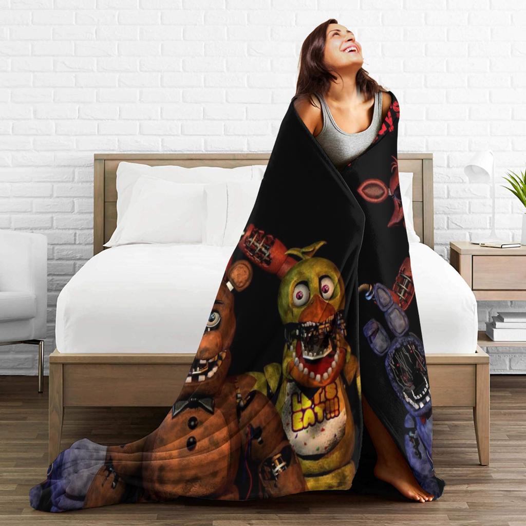 Super Soft FNAF At Freddys Throw Blanket Premium Fleece Flannel Lightweight Bed Blanket Cozy Plush Blankets All Season Use