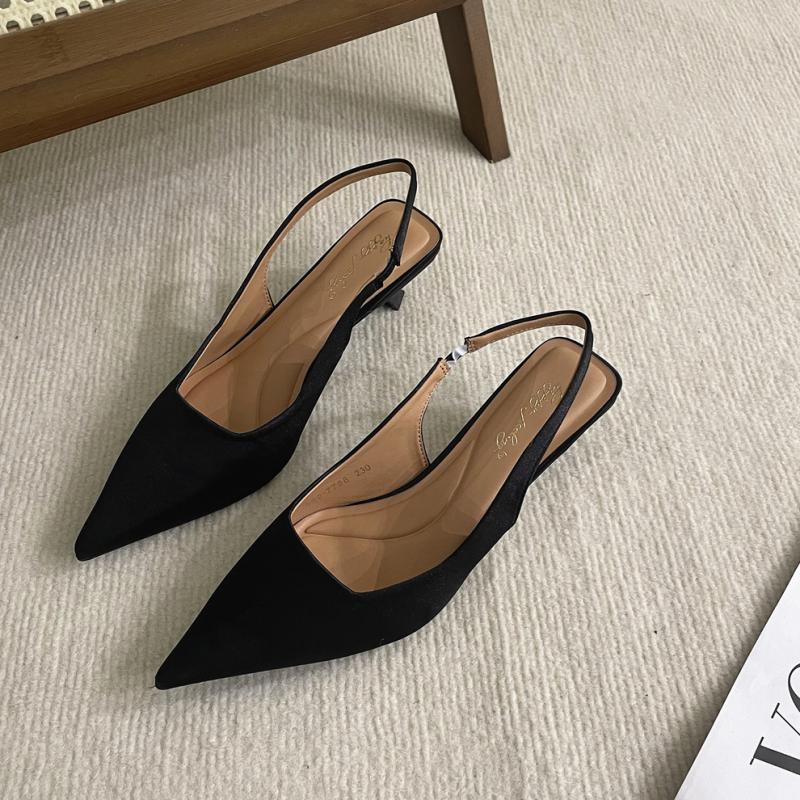 Fashion Bailamos Women Sandals Pointed Toe Elegant Low-heel Shoes Summer Fashion Slingback Woman Mules Shoes Pumps Dress Shoes