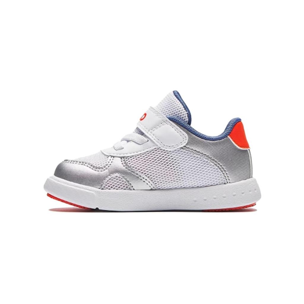 Anta Kids Synthetic Leather Comfortable Non-Slip Low-Top Walking Shoes Baby Shoes Silver Orange A12430076-1
