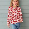 Fashion Children Casual Long Sleeved Letter Heart Pattern 3D Print Tops Funny Style Comfortable Round Neck Pullover Clothing