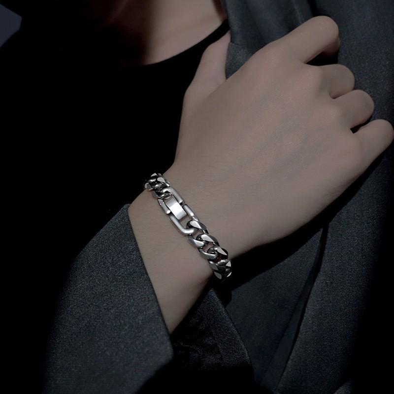 Yuji Acier Inoxydable Chaîne Cubaine Homme Titane Hip Hop Viking Bracelet