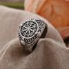 Original Design Vintage Viking Lucky Rune Thai Silver Men Ring  For Man Birthday Gifts No Fade