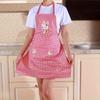 Cute Rabbit Pattern Canvas Apron with Pocket - Breathable, Oil-Proof, Adjustable for Chefs, Gardeners, Cooks and Bakers