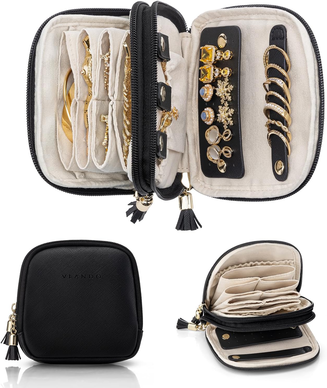 Travel Jewelry Case,2-Layer Jewelry Organizer for Travel,Gifts for Women,Travel Essentials,Multi-Compartment Jewelry Storage United States