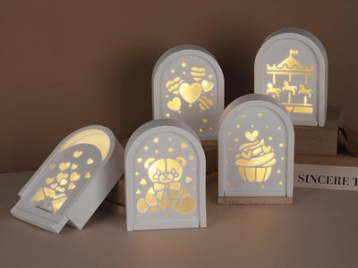 Diy Crystal Drip Plaster Cement Hollow Bear Cake Balloon Cubic Lights Silhouette Mirror Silicone Molds