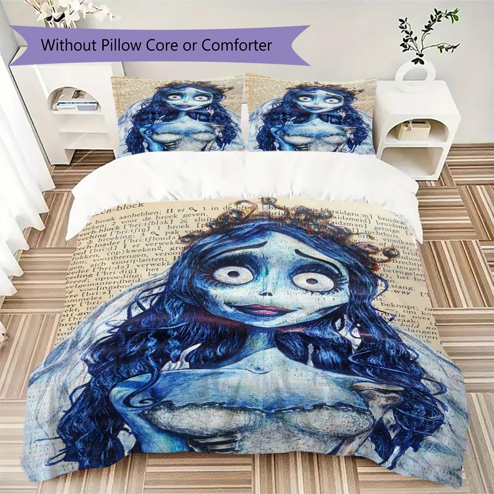Leiche der Braut Muster Bettwäsche Steppdecke Set Steppdecke Bezug Kissenbezug Heimdekoration Geburtstagsgeschenk (1 * Bettbezug + 2 * Kissenbezug ohne Füllung)19