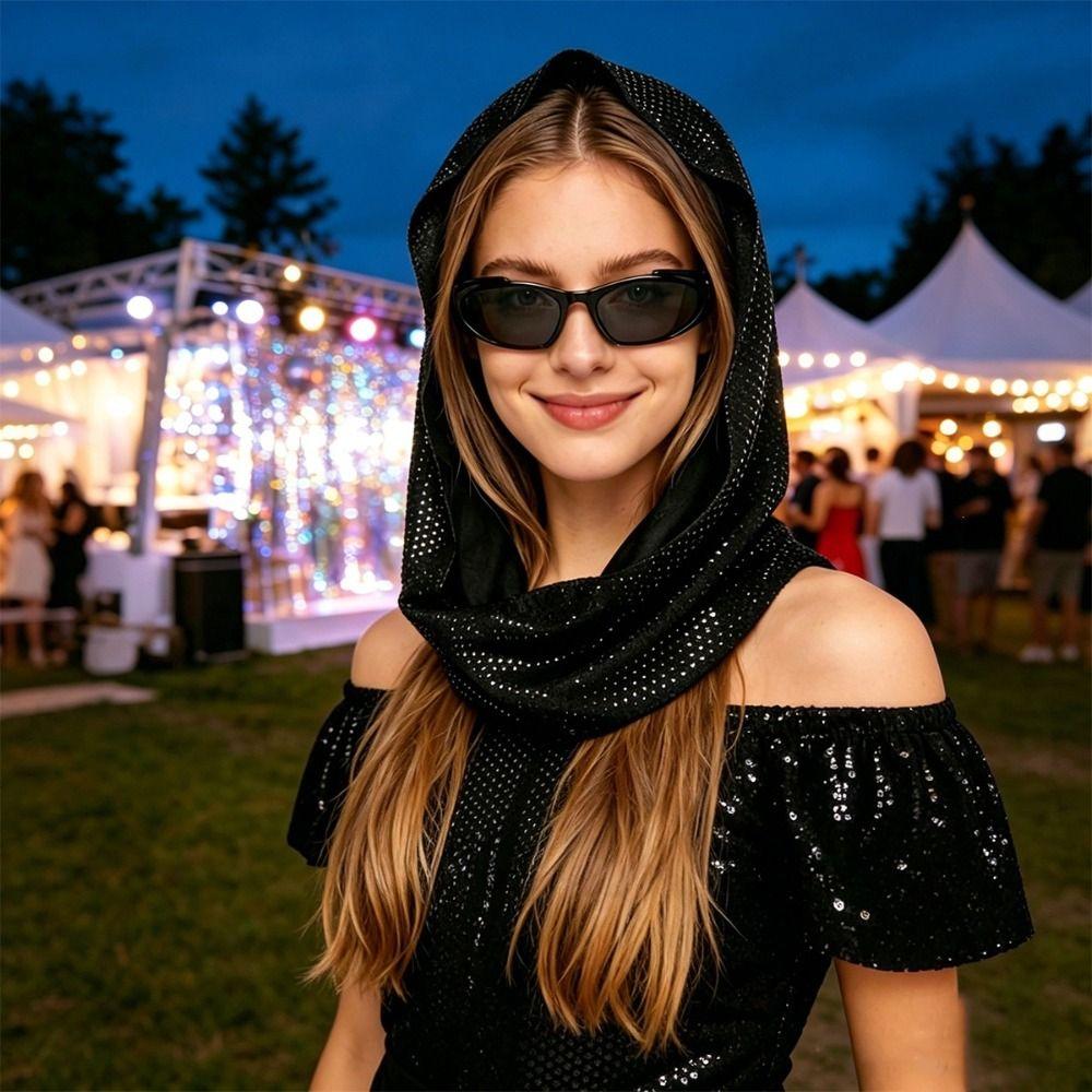 Stylish Head Scarf Multi-Functional Scarves Shawl Wraps Stylish Sequin Rave Hood Unisex