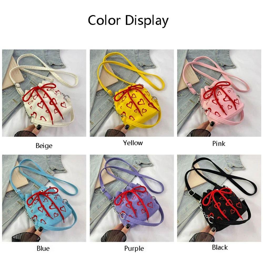 Large Capacity Drawstring Crossbody Bag Pleated Design Hearts Embroidery Handbag Female Fashion