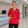 Bata Médica de Mujer con Escote en V, Mangas Tres Cuartos, Aberturas Laterales y Bolsillo Frontal, Estampado Floral, Ajuste Cómodo, Uniforme de Enfermera